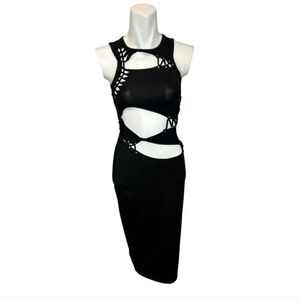 With Jéan Black Bodycon Cut-Out Midi Dress
